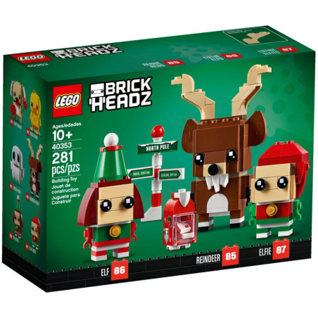 LEGO® BrickHeadz,Christmas Reindeer, Elf & Elfie (40353) | Sunland Bricks NZ